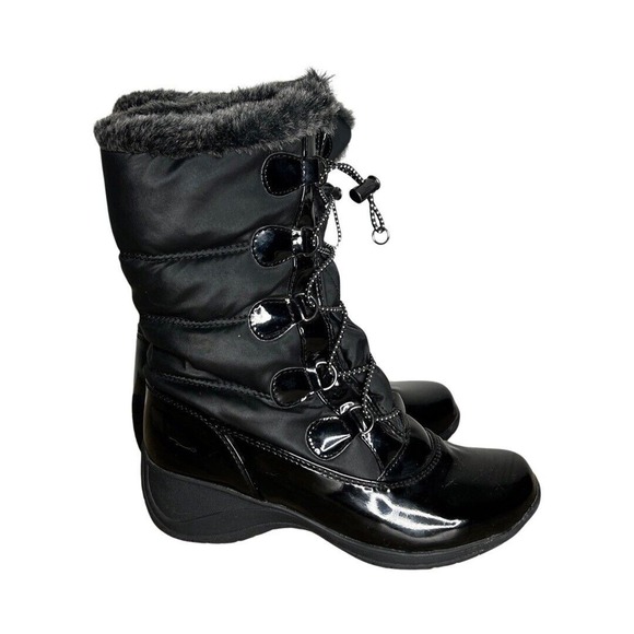 Khombu Boots Womens 6 Adelle Black Snow Winter Boots Faux‎ Fur Lined Neutral - Picture 1 of 12
